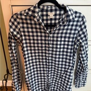 J. Crew Gingham Button-Up in Navy and White